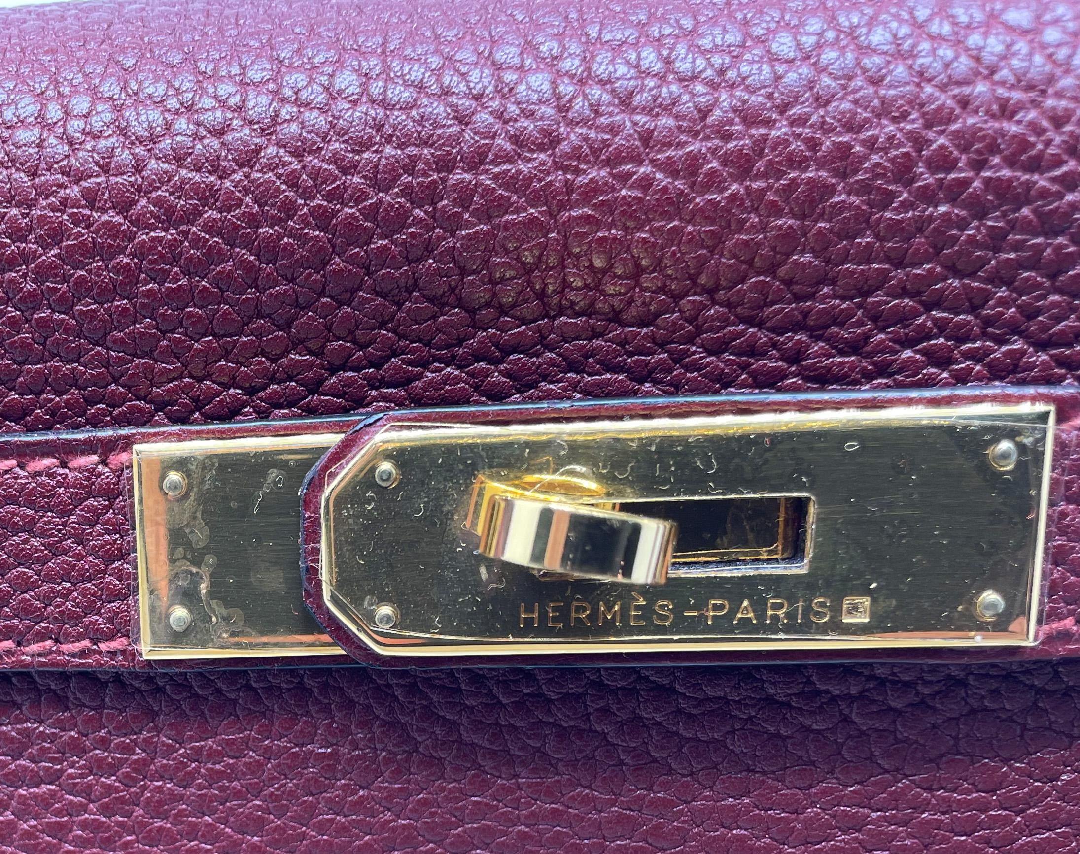 Hermes Kelly bag Returned Burgundy Togo leather 28 cm 4