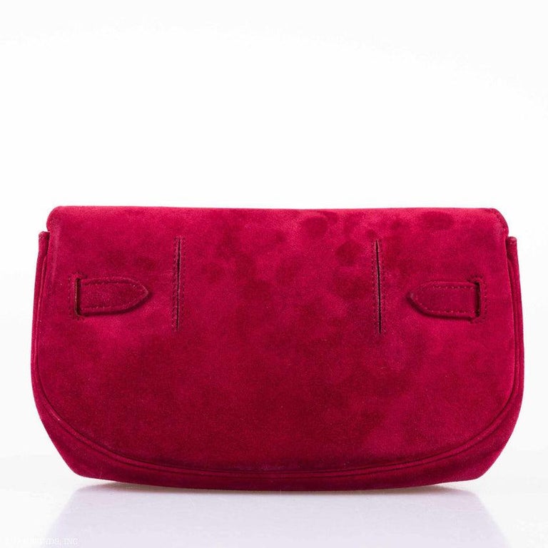 Hermès Kelly Banana 20 Red Suede Waist Pochette Gold Hardware For Sale