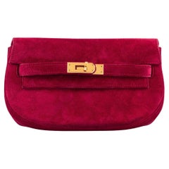 Hermès Kelly Banana Belt Bag 20 Red Veau Doblis Suede Gold Hardware