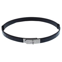 Hermes "KELLY" Diamond Buckle  Crocodile belt 18k white gold and diamond