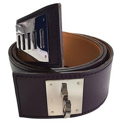 HERMES Kelly Belt in Purple Courchevel Leather Size 85