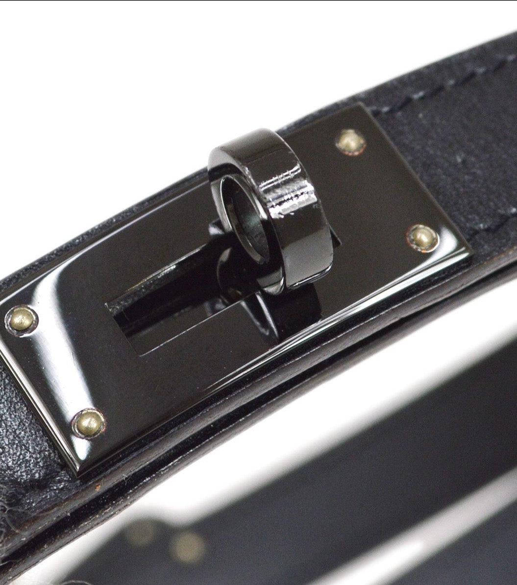 Nero Cintura da donna avvolgente in pelle di vitello HERMES Kelly Black Box in vendita