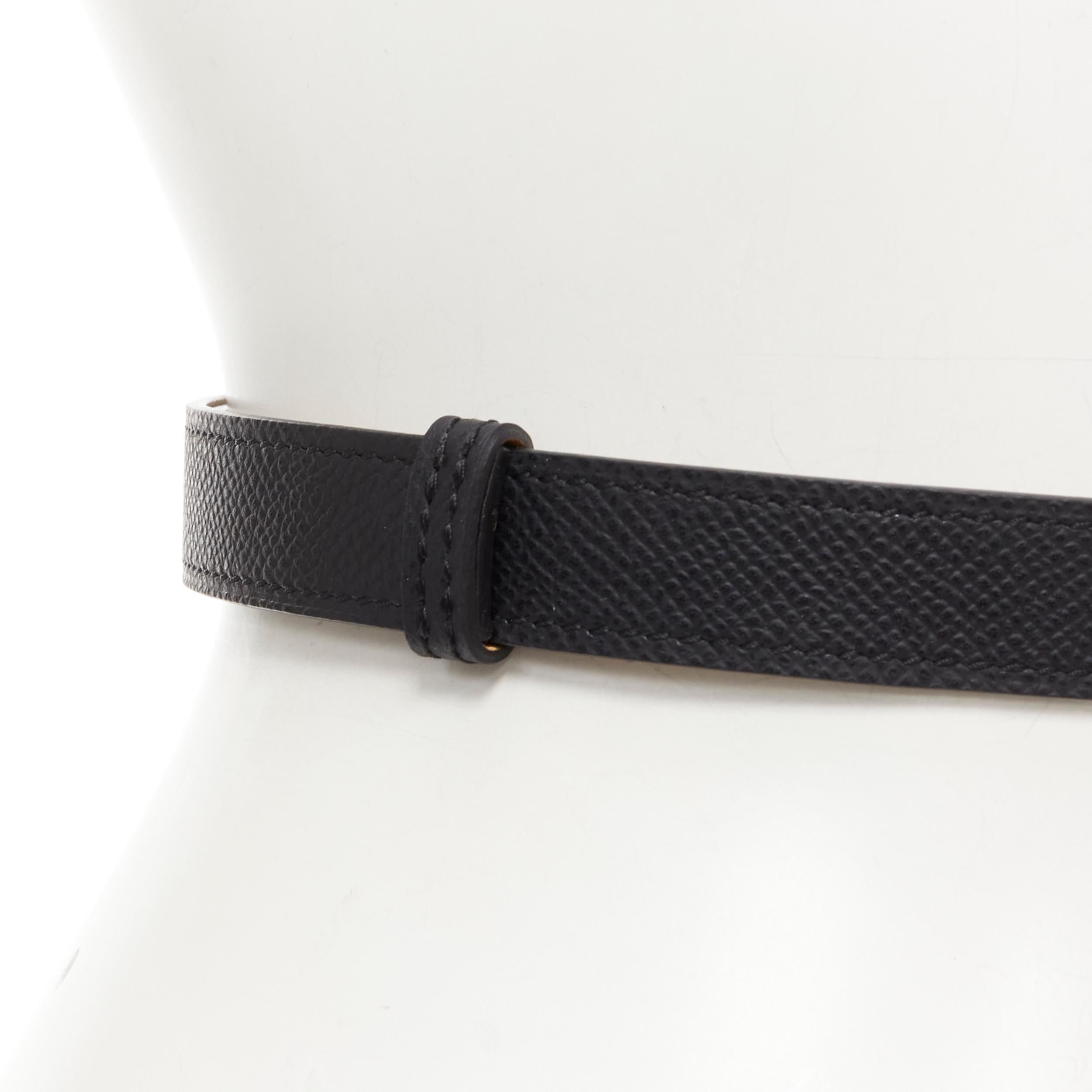 Women's HERMES Kelly black leather gold tone GHW turnlock skinny waist belt adjustable