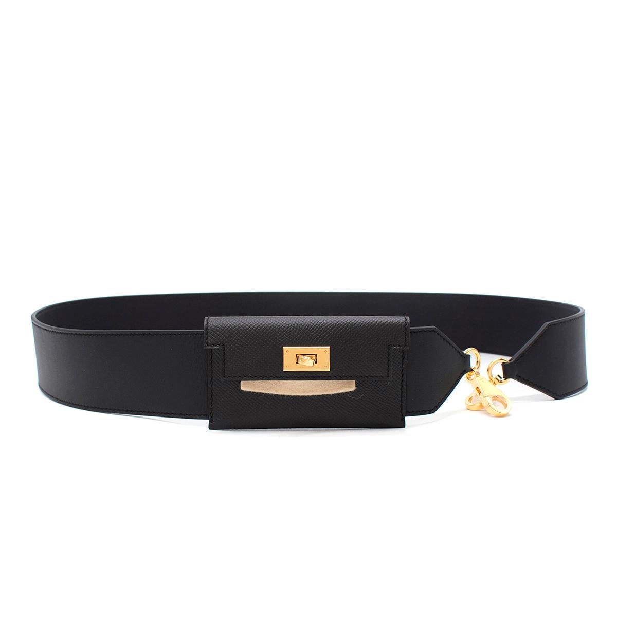 Hermes Kelly Black Leather Pocket Strap - Colour Sold Out/Rare - Us size 6 For Sale 3
