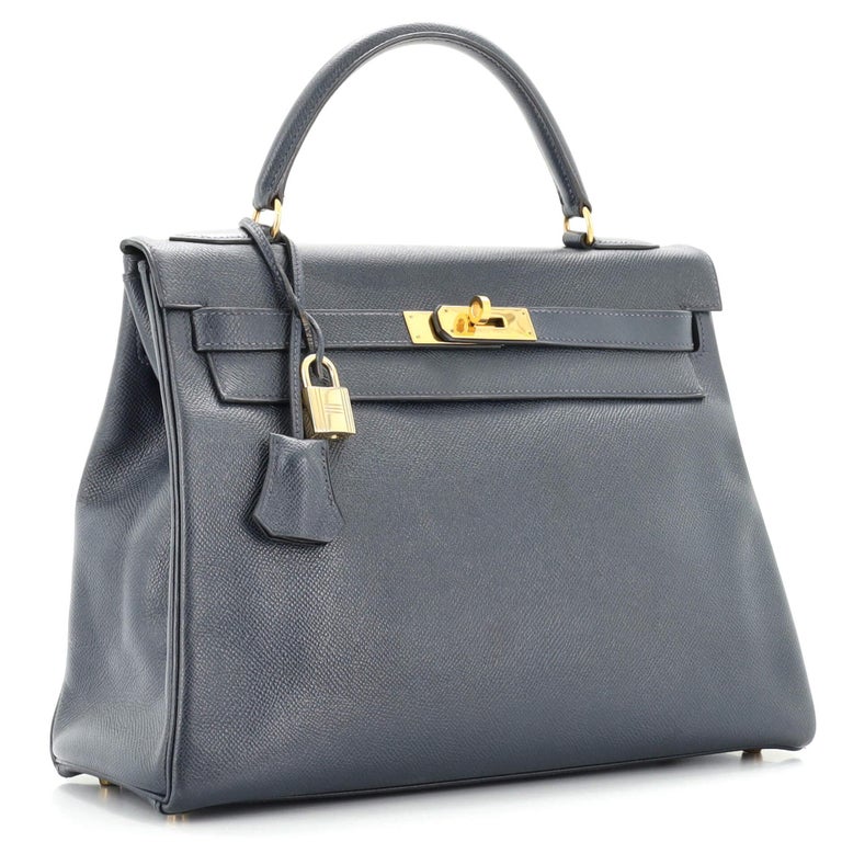 Hermès Courchevel Kelly Retourne 28 - Blue Handle Bags, Handbags -  HER561428