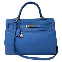 Hermes Kelly Blue 35 Bag 