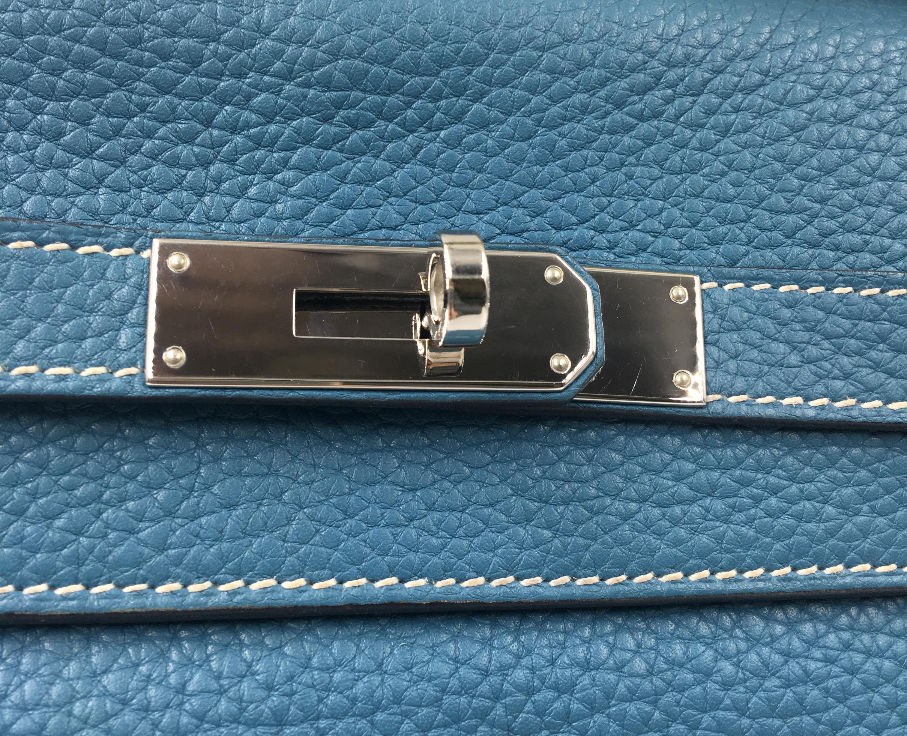 Hermès Kelly Blue Jean 32cm Azur Togo Leather Shoulder Bag For Sale 1