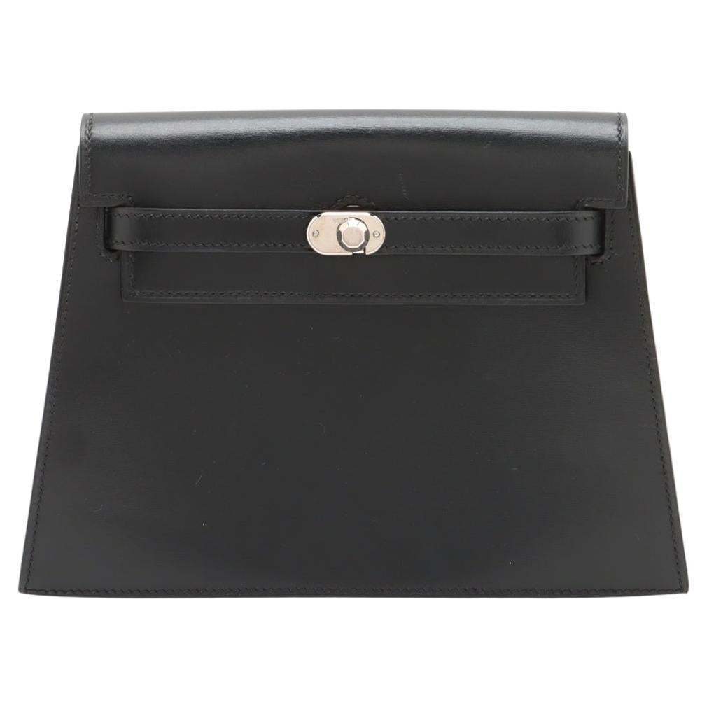Hermès Kelly Box Calf Clutch Bag Black For Sale