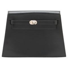 Hermès Kelly Box Calf Clutch Bag Black