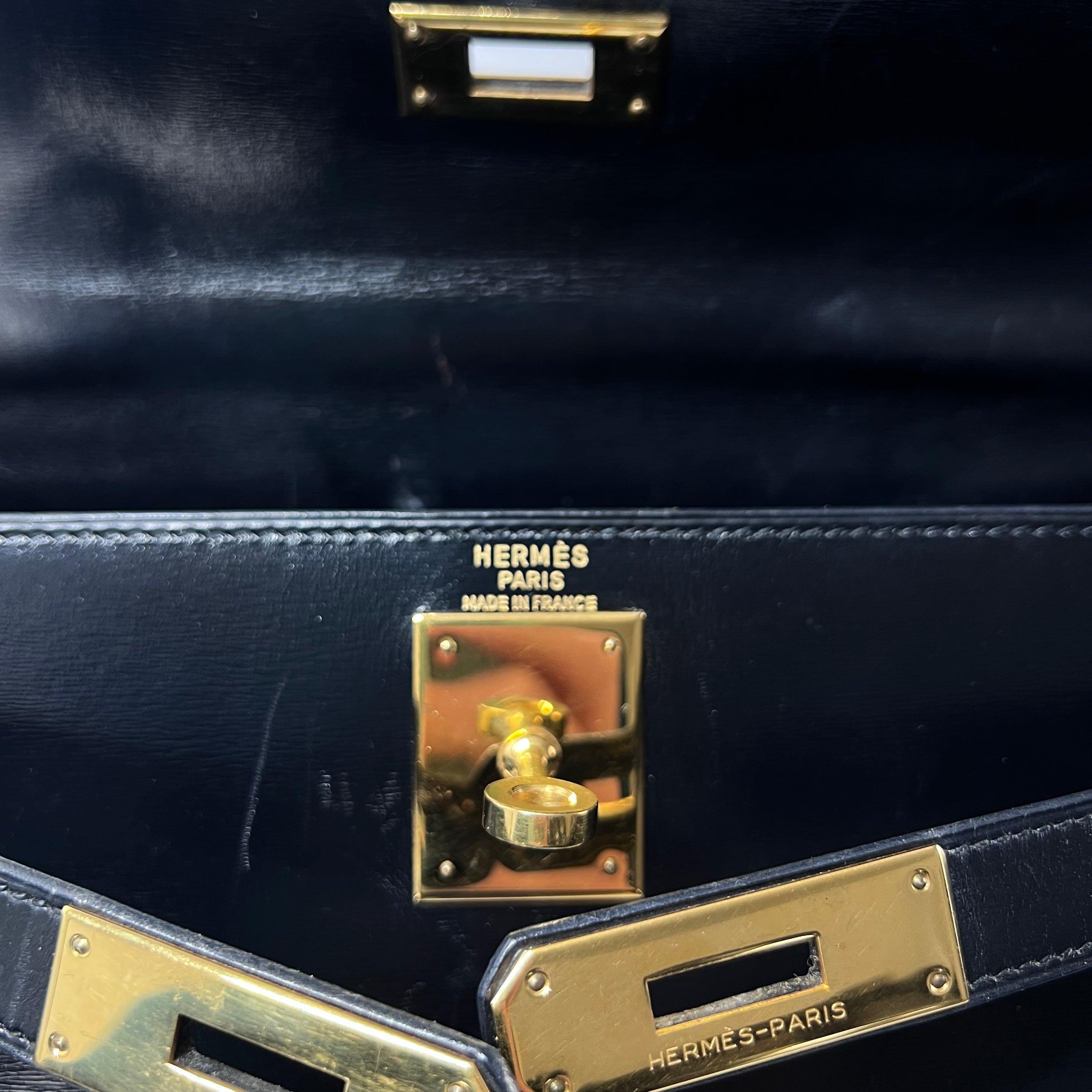 Hermès Kelly Box Calf Leather Black Gold Hardware 1983 in vendita 3