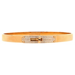 Hermes Kelly Bracelet 18K Rose Gold and Pave Diamonds Small