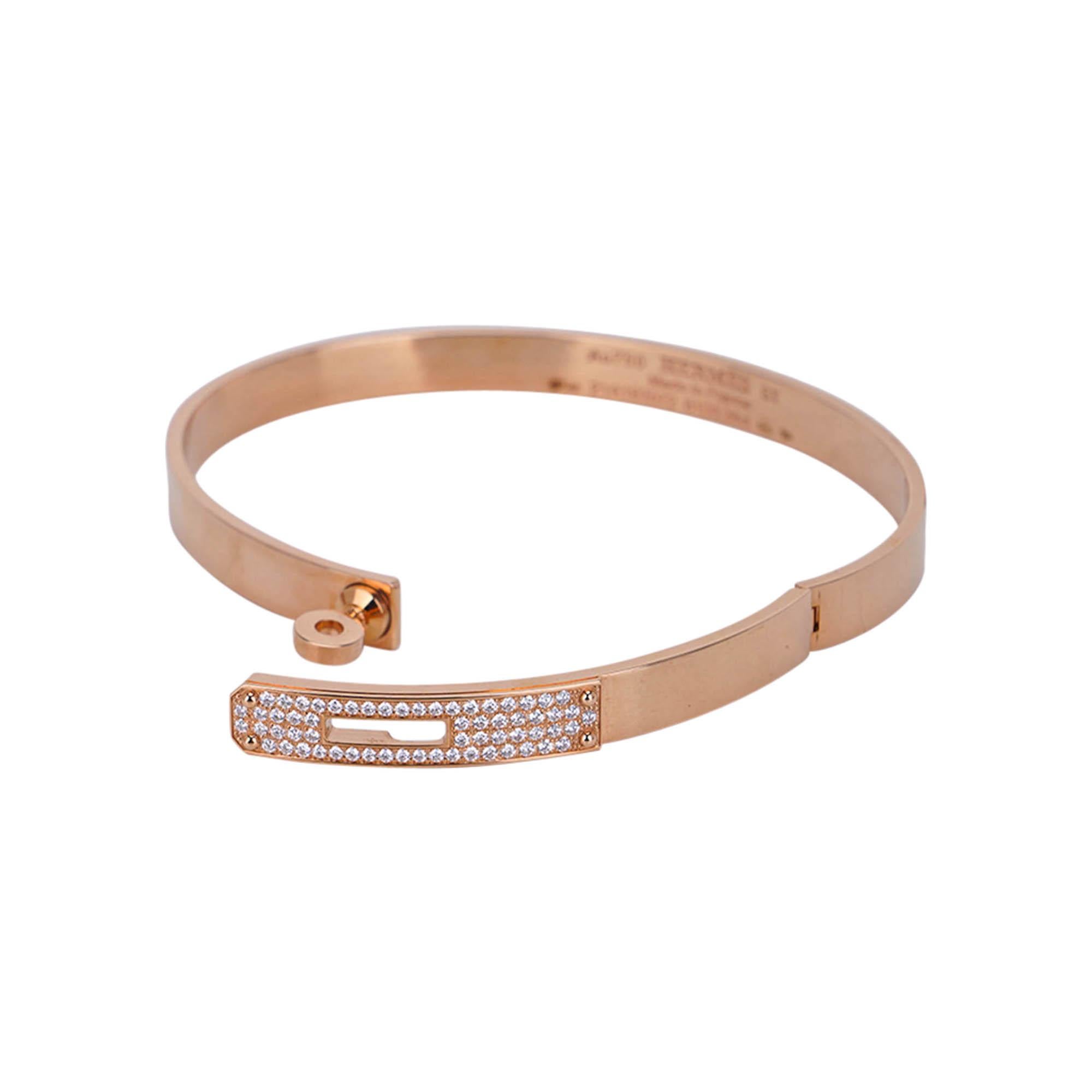 Bracelet Kelly Hermès Petit Modèle Diamant en or rose 18k ST Neuf - En vente à Miami, FL