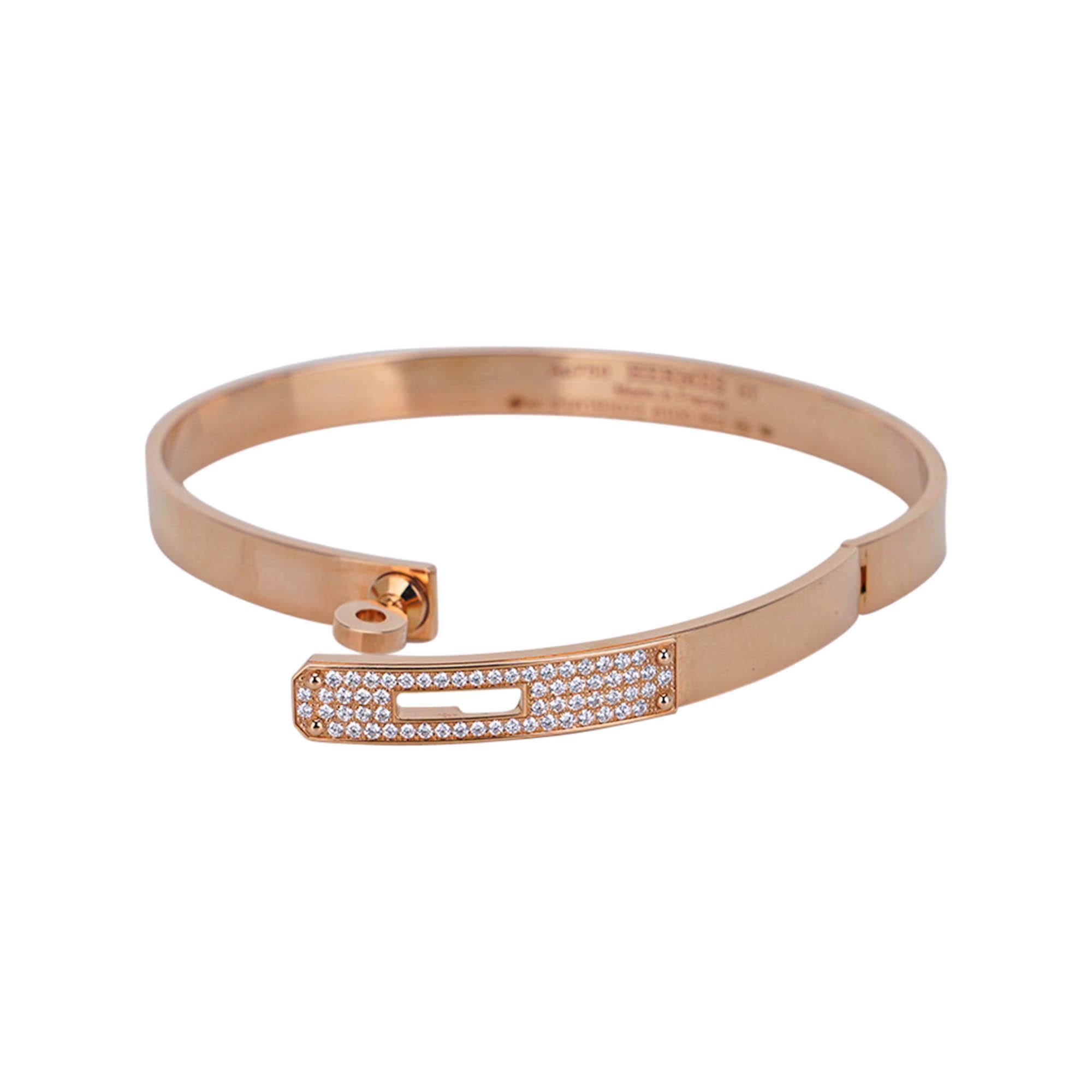 Bracelet Kelly Hermès Petit Modèle Diamant en or rose 18k ST en vente 1