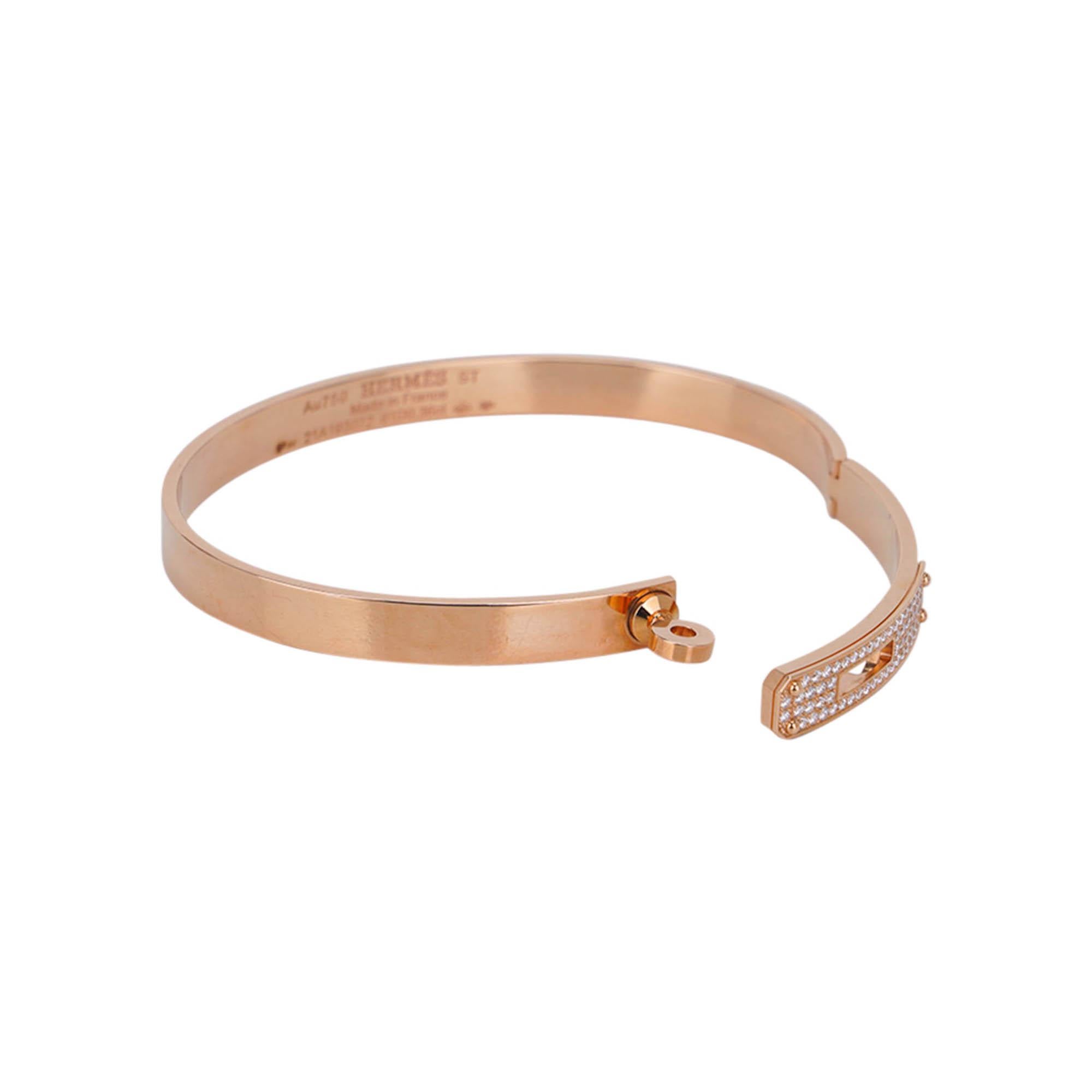 Bracelet Kelly Hermès Petit Modèle Diamant en or rose 18k ST en vente 2