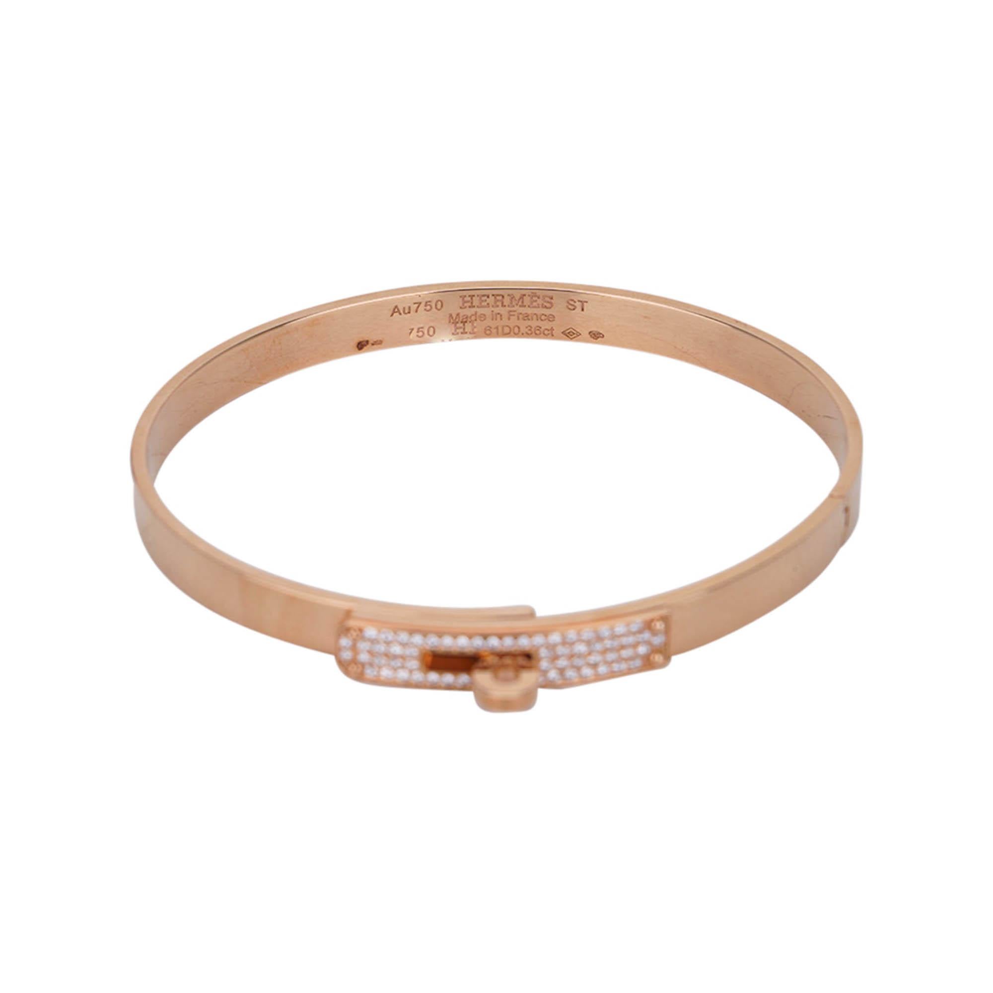 Bracelet Kelly Hermès Petit Modèle Diamant en or rose 18k ST en vente 4