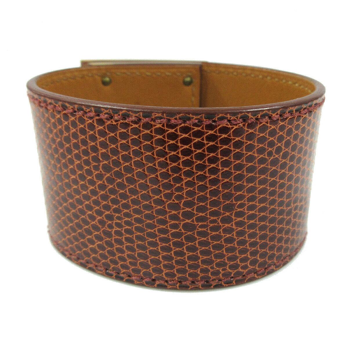 Hermes Kelly Brown Cognac Lizard Exotic Leather Gold Men's Women's Cuff Bracelet In Good Condition In Chicago, IL