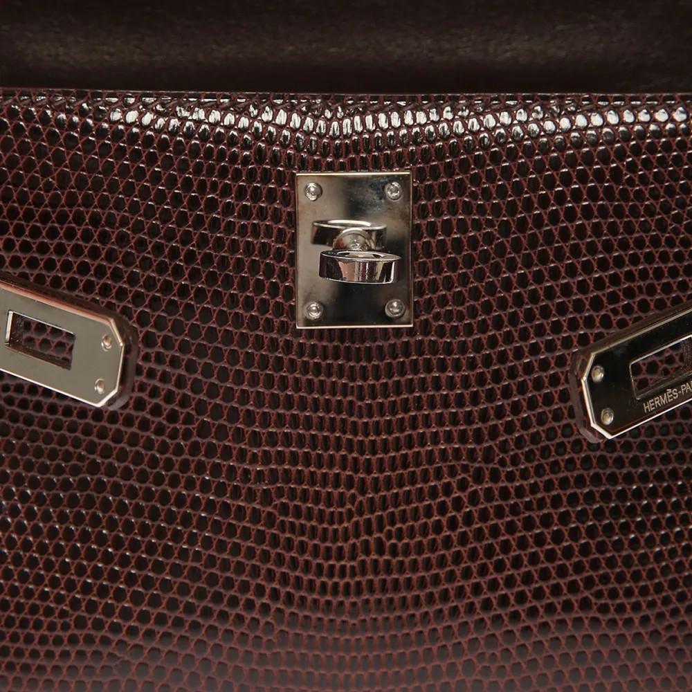 Hermès Kelly pochette brown lizard In Excellent Condition In Capri, IT