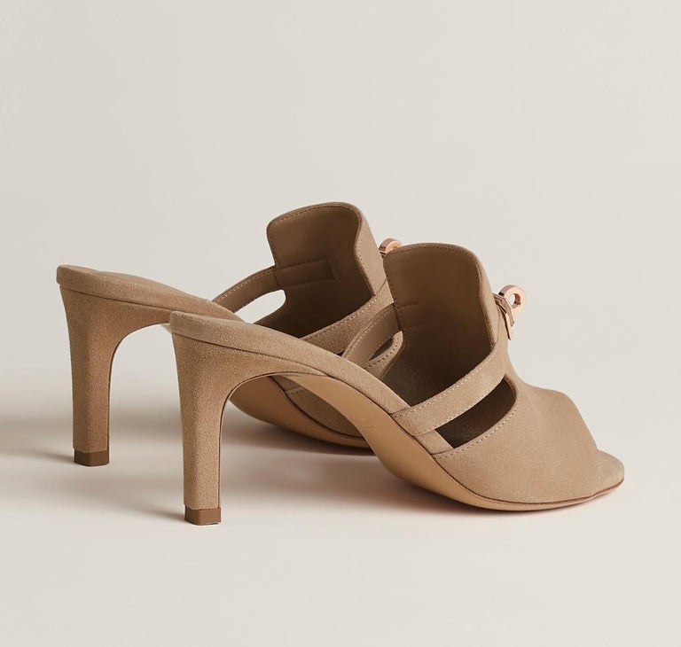 HERMES candy leather Kelly Metal Heeled Sandals Mule beige 37 1/2 main image 0