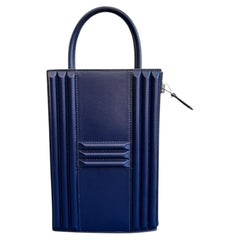Hermès Kelly Cadena Handbag in blue Tadelakt leather