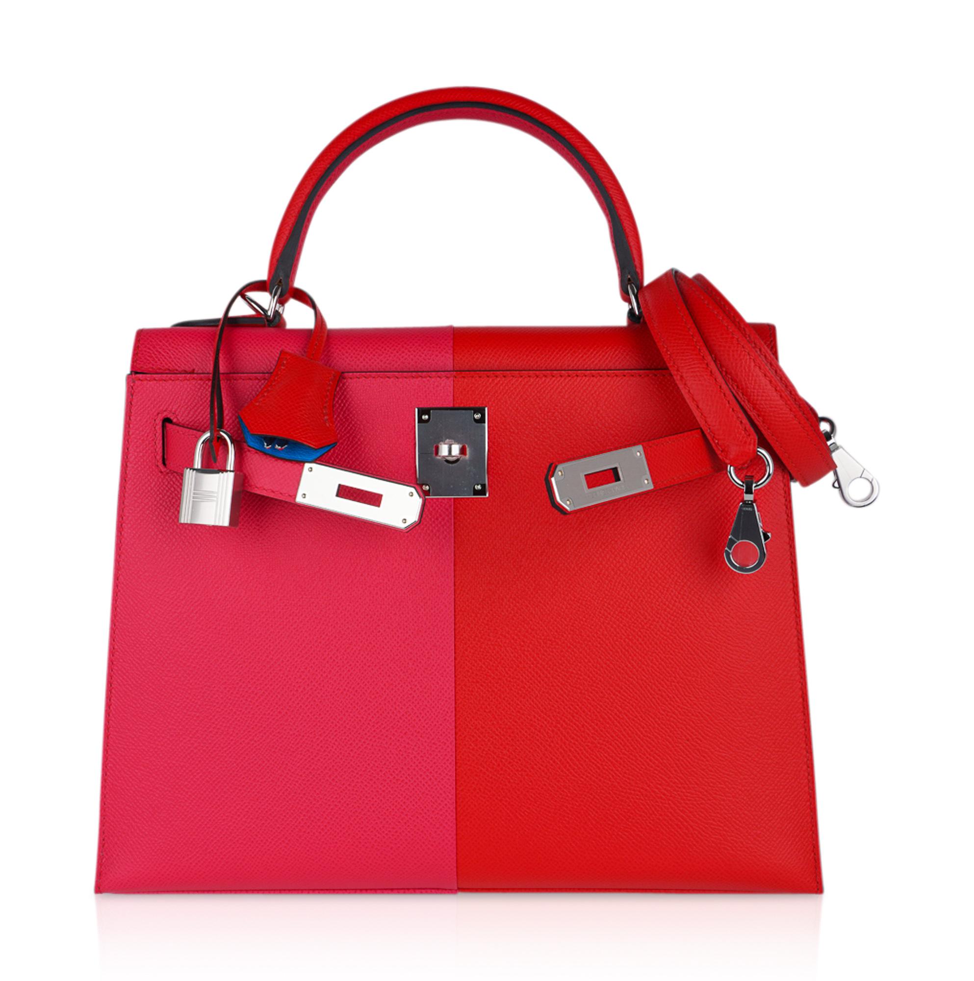 Hermes Kelly Casaque Sellier 28 Bag Rouge de Coeur/Rose Extreme Limited Edition 2