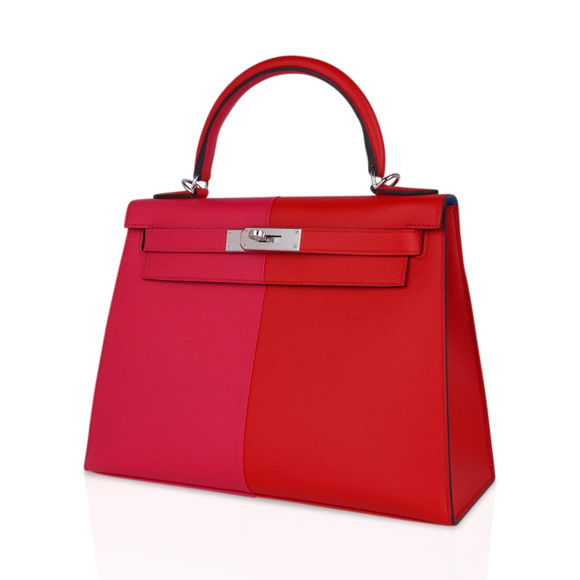 Hermes Kelly Casaque Sellier 28 Bag Rouge de Coeur/Rose Extreme Limited Edition In New Condition In Miami, FL