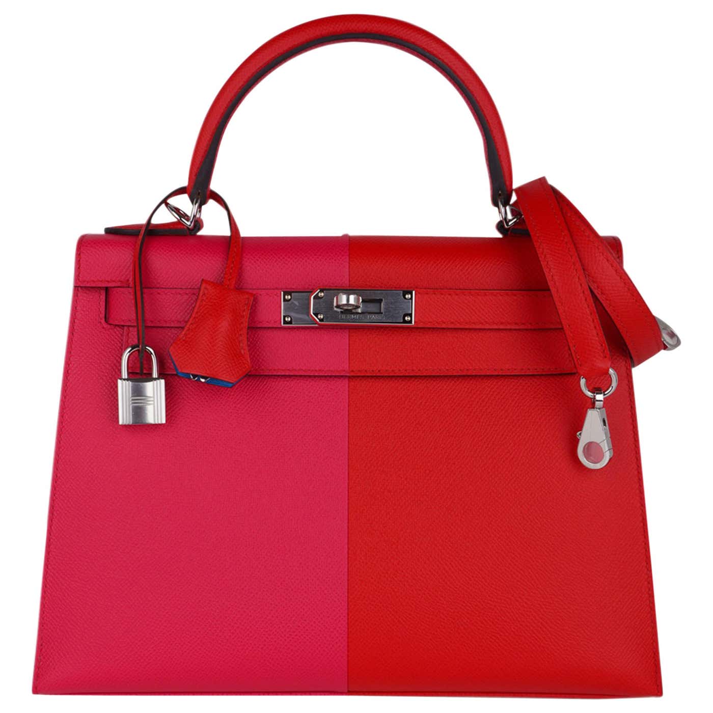 Hermes Kelly Casaque Sellier 28 Bag Rouge de Coeur/Rose Extreme Limited ...