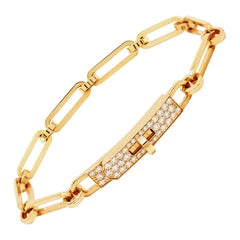 Hermes Kelly Chaine Diamants Bracelet petit modèle en or rose 18k SH