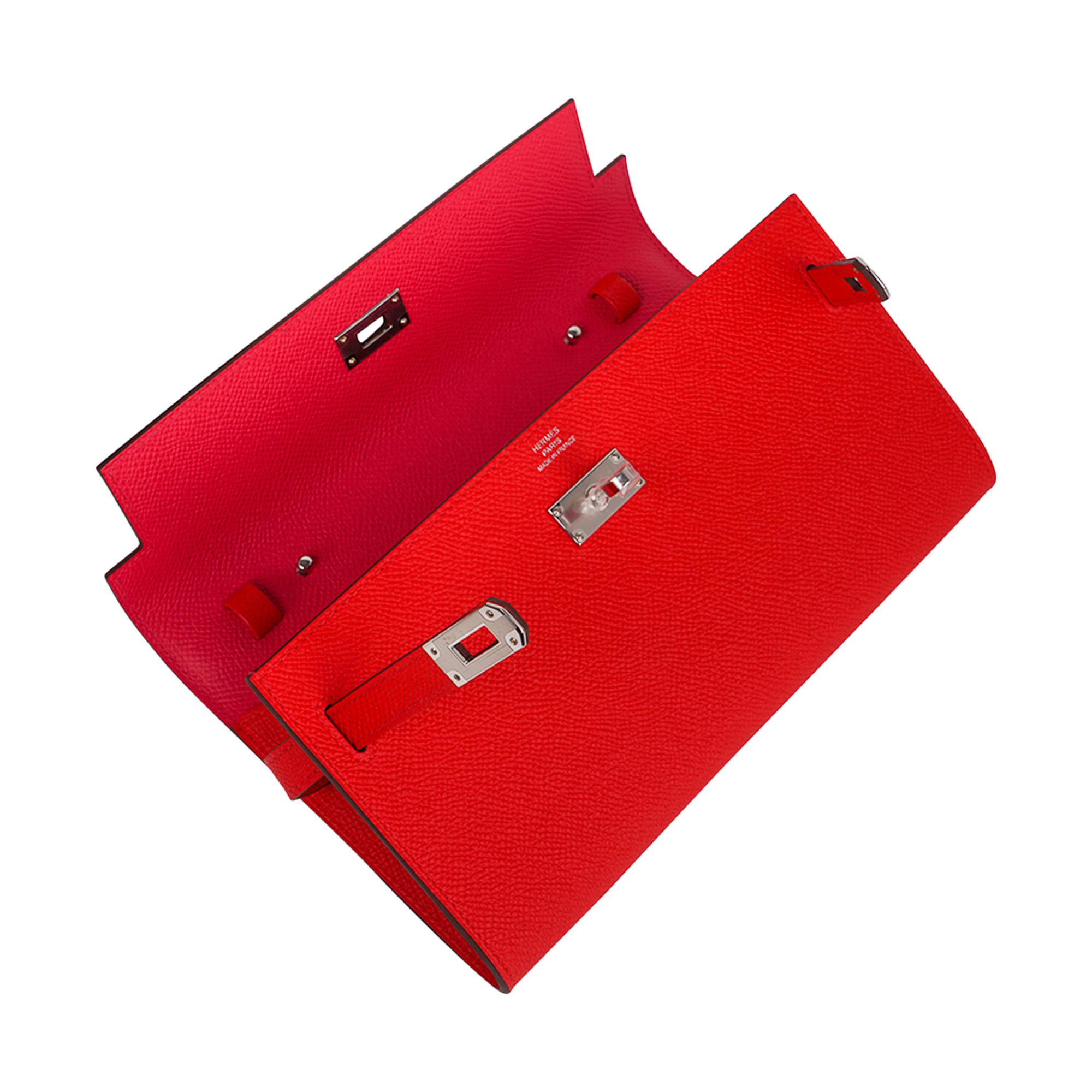 Hermes Kelly Classique To Go Verso Wallet / Clutch Rouge de Coeur / Rose Extreme For Sale 4