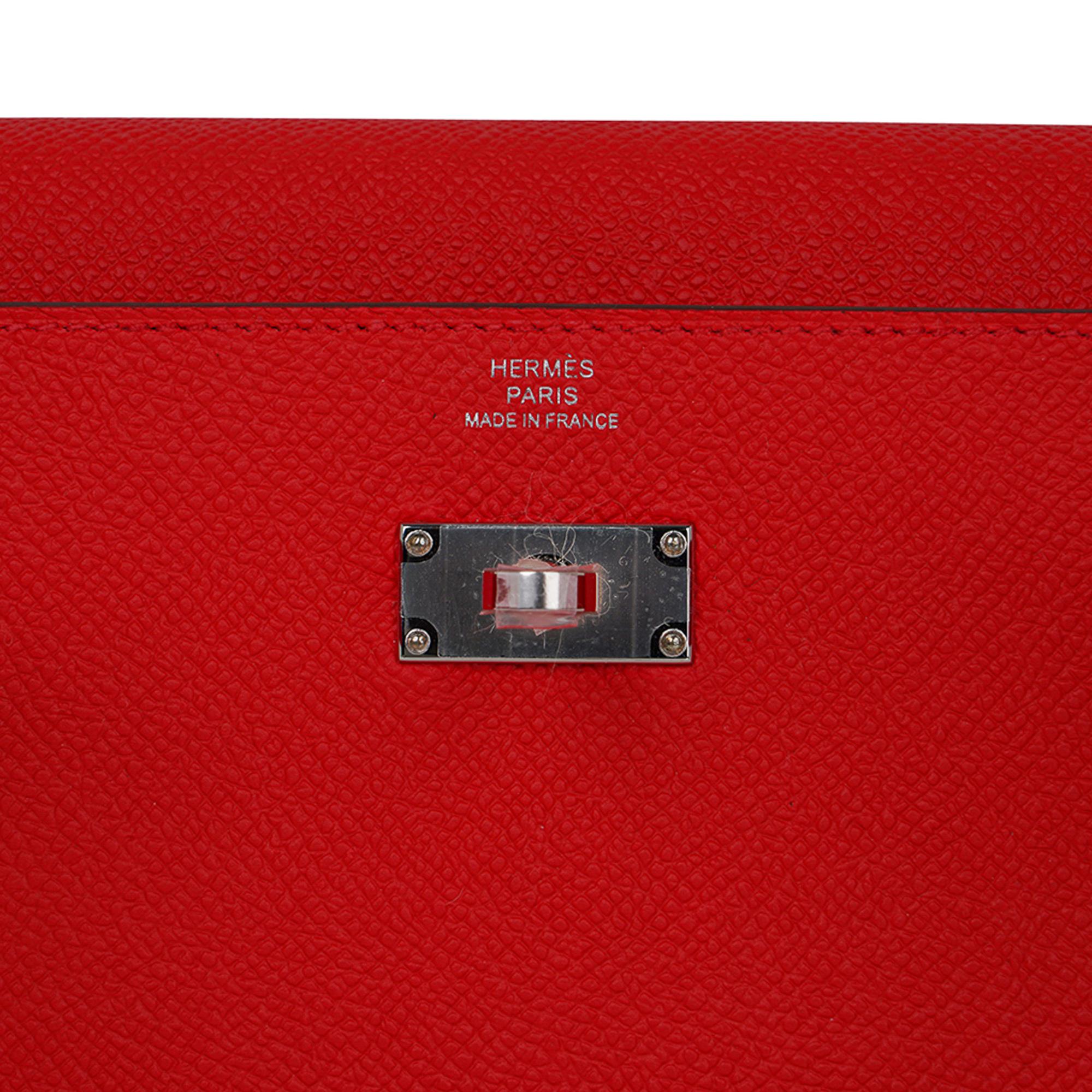 Women's Hermes Kelly Classique To Go Verso Wallet / Clutch Rouge de Coeur / Rose Extreme For Sale