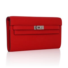 Hermes Kelly Classique To Go Verso Geldbörse / Clutch Rouge de Coeur / Rose Extreme