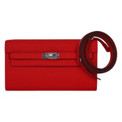 Hermes Kelly Classique To Go Verso Wallet / Clutch Rouge de Coeur / Rose Extreme