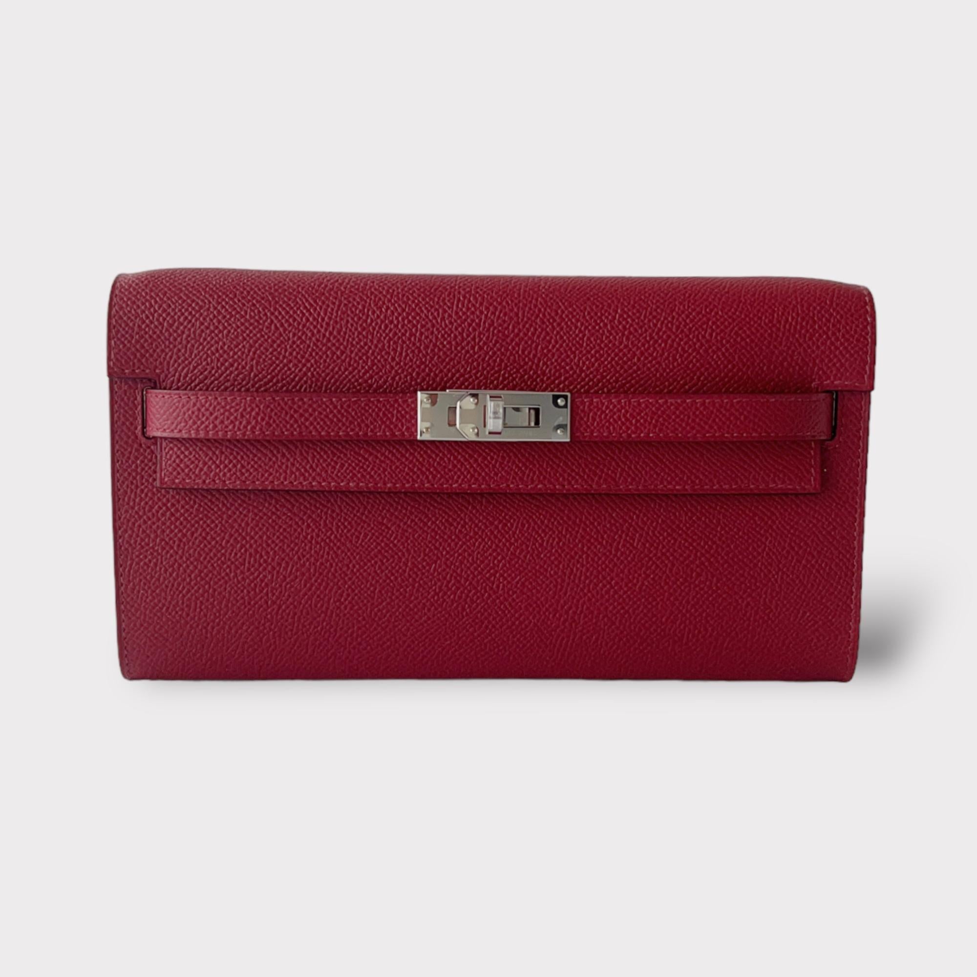 Hermes Kelly Classique To Go Wallet, In Rouge Grenat, Palladium Hardware, 2023 In New Condition In London, GB