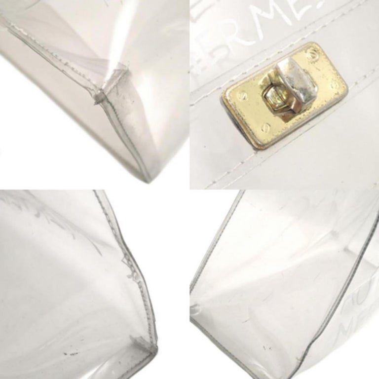 Hermès Kelly Clear Souvenir De L'exposition 229080 White Vinyl Satchel