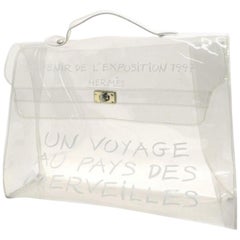 Hermès Kelly Clear Souvenir De L'exposition 229080 White Vinyl Satchel