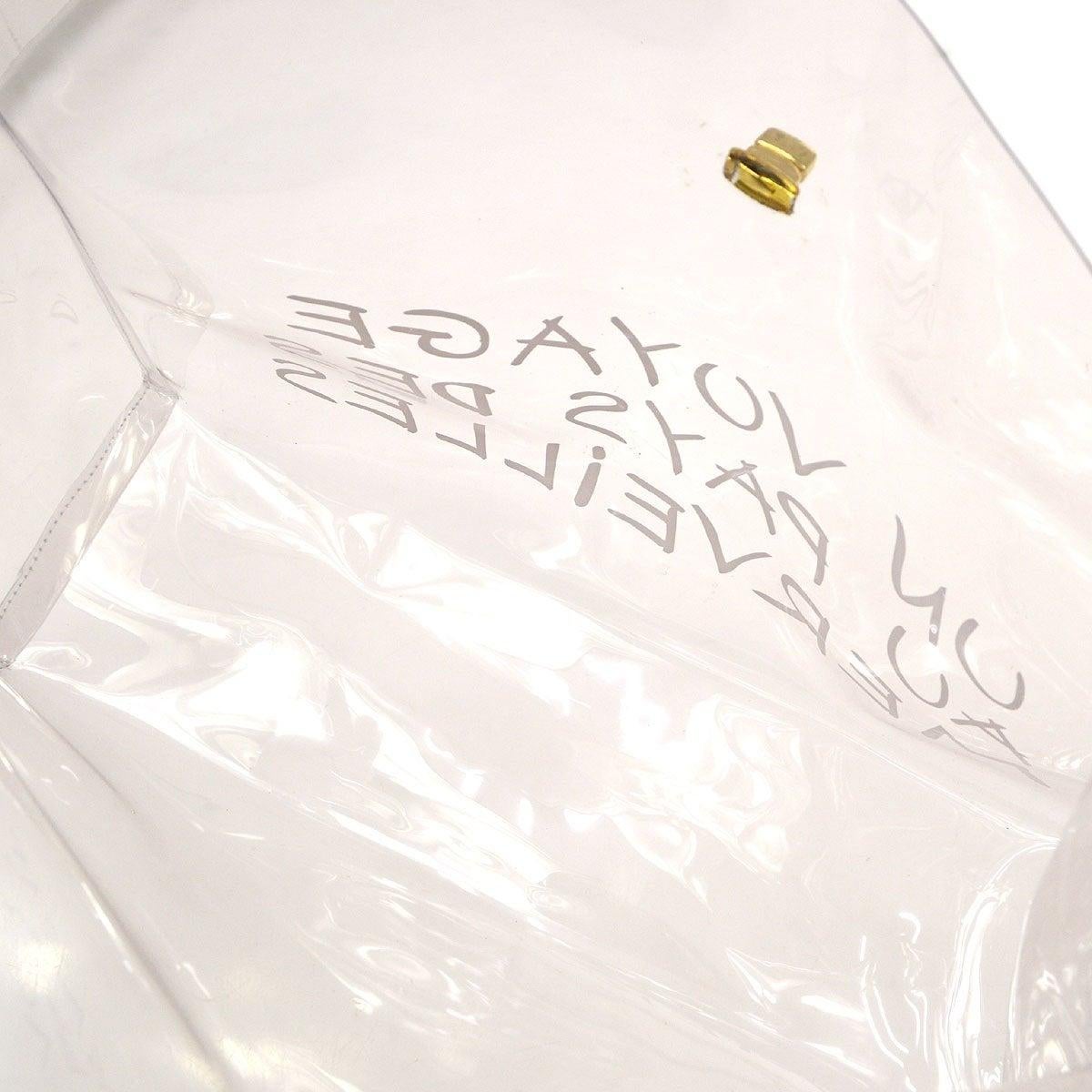 Gray HERMES Kelly Clear Transparent PVC Vinyl Souvenir Travel Top Handle Tote Bag