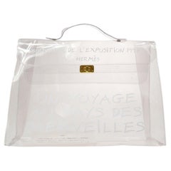 HERMES Kelly Bolso Tote de viaje con asa superior de PVC transparente de souvenir
