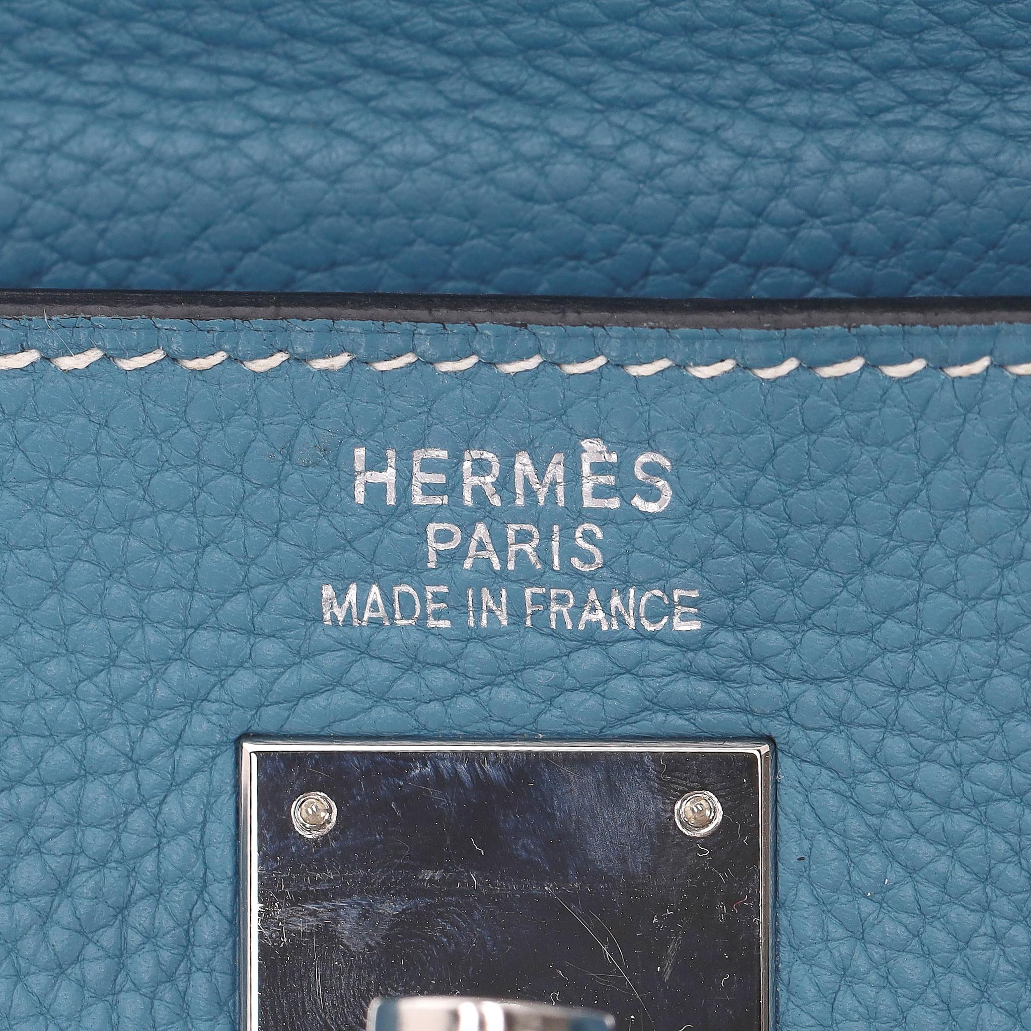 Sac Hermes Kelly Clemence en cuir Retourne 40cm en vente 5