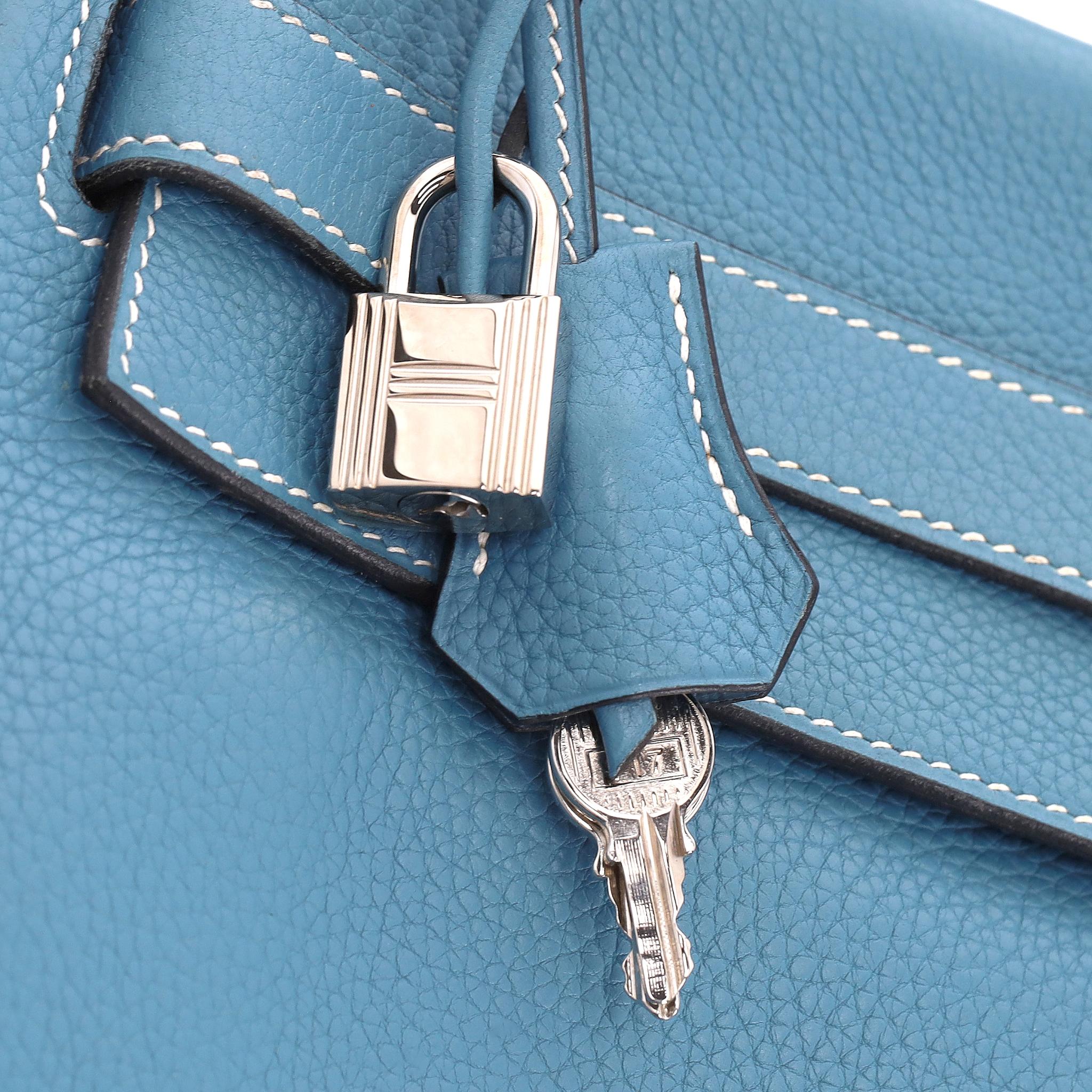 Sac Hermes Kelly Clemence en cuir Retourne 40cm en vente 7