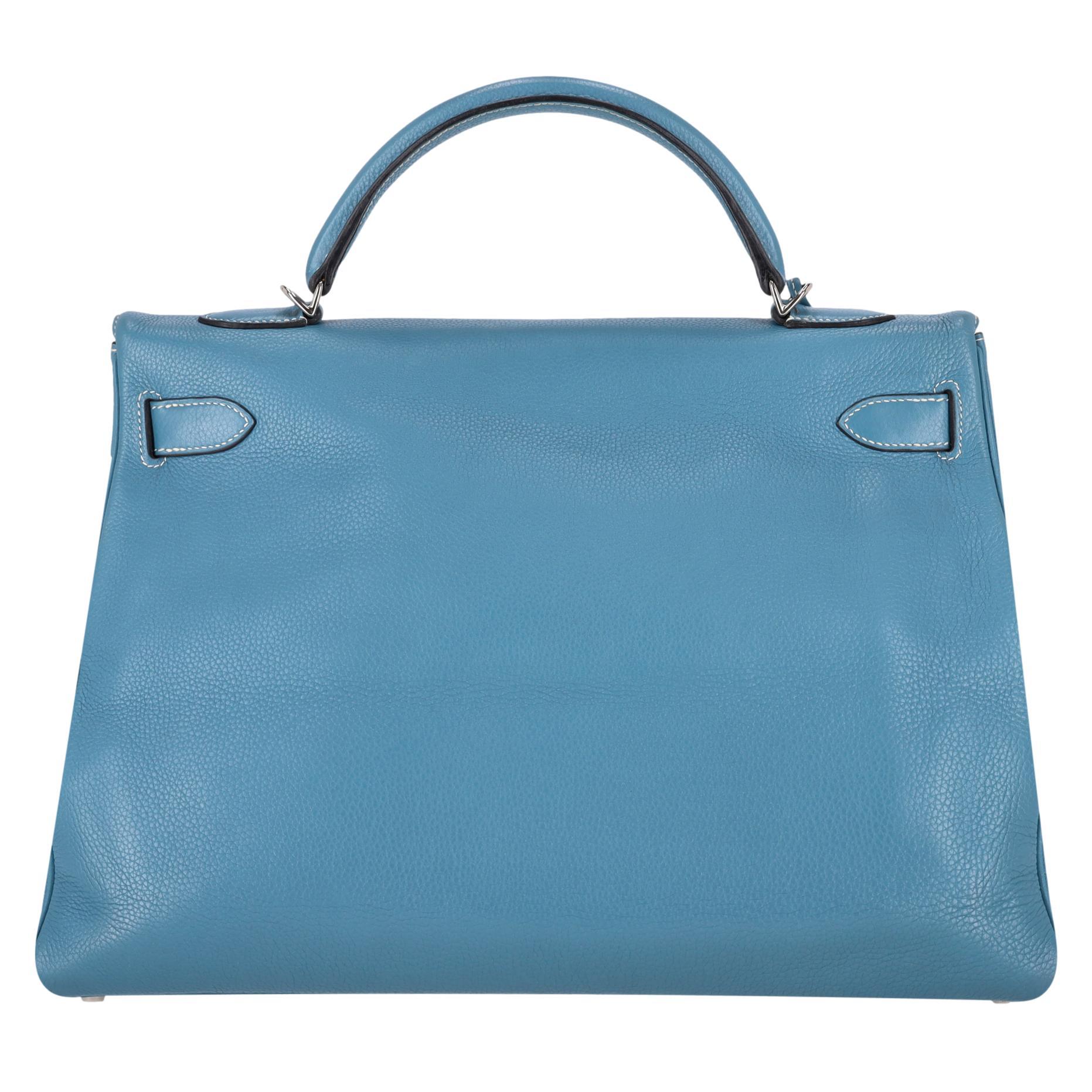 Sac Hermes Kelly Clemence en cuir Retourne 40cm Pour femmes en vente