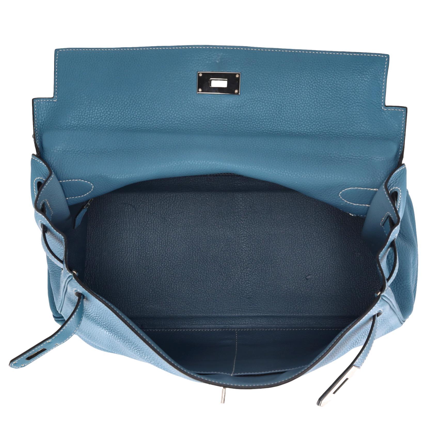 Sac Hermes Kelly Clemence en cuir Retourne 40cm en vente 2