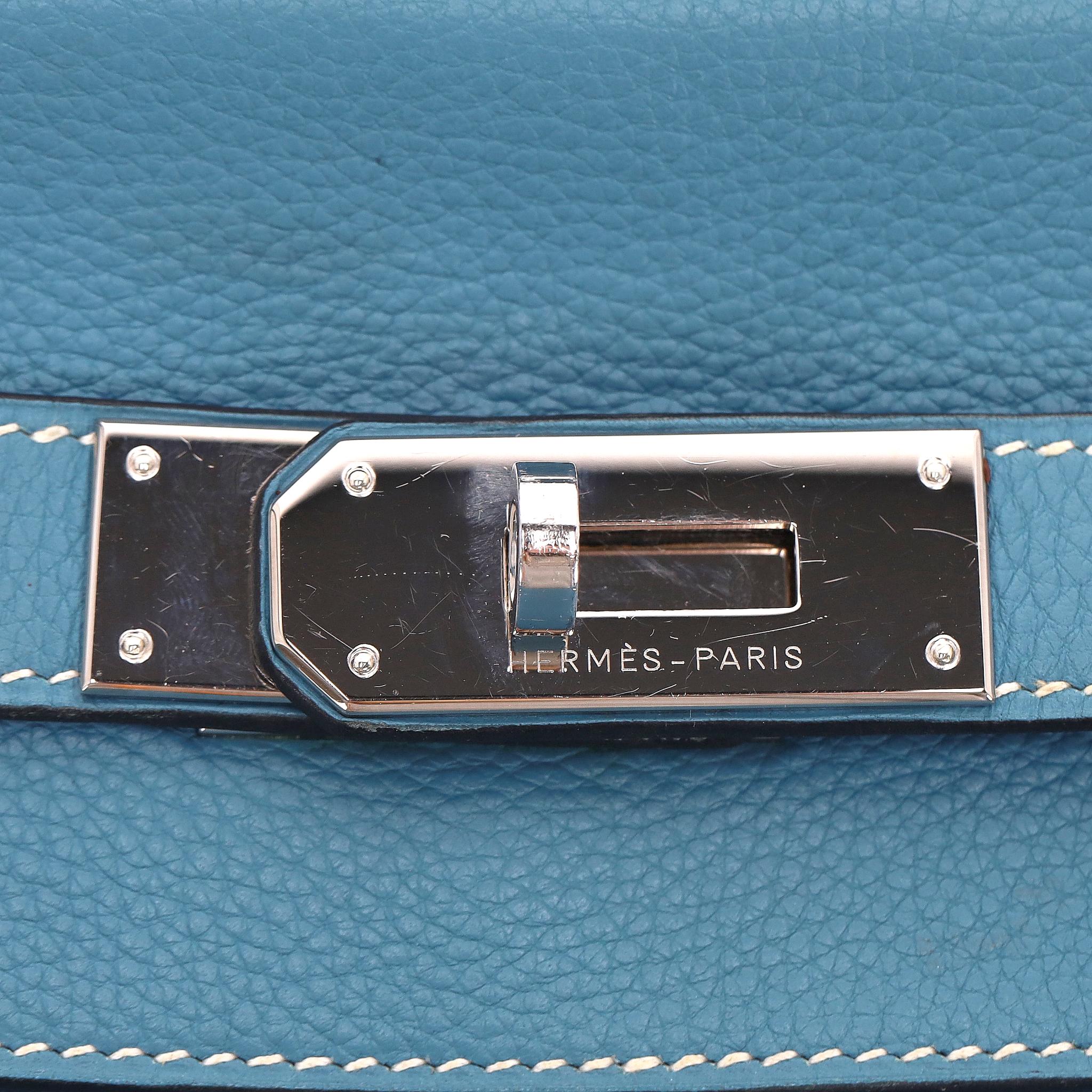 Sac Hermes Kelly Clemence en cuir Retourne 40cm en vente 3