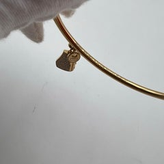 Hermès Kelly Clochette 18k Gold Diamond Charm Open Cuff Bracelet
