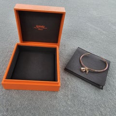 Hermes Kelly Clochette 18k Rose Gold Cuff bracelet Small 14.8g 6.75"
