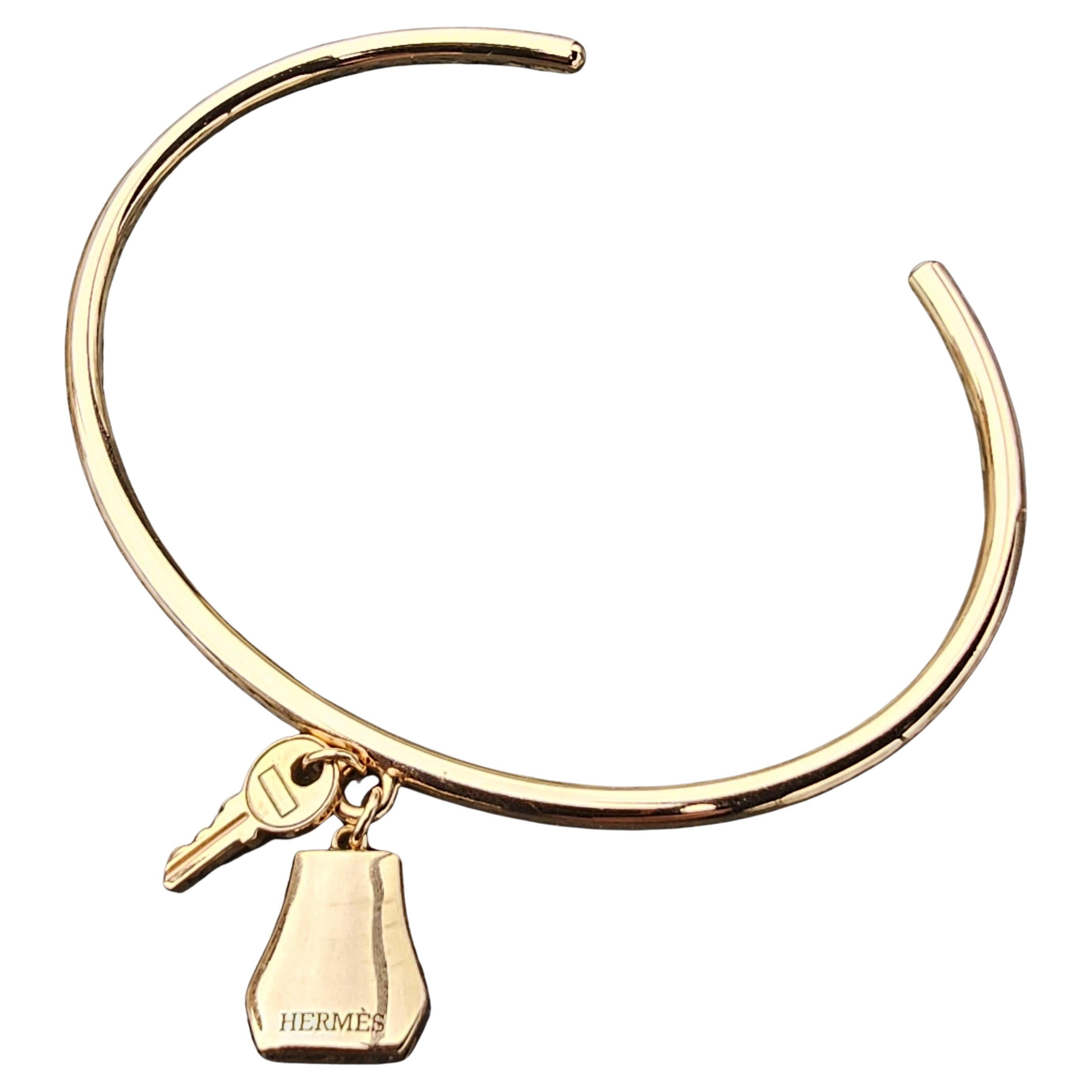 Hermes Kelly Clochette 18k Rose Gold Cuff bracelet Small 14.8g 6.75" For Sale