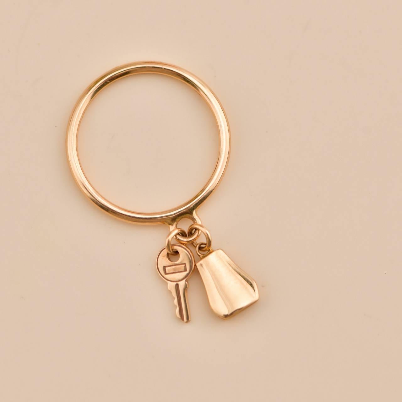 Hermès Kelly Clochette Bague en or rose 18K Taille 54 en vente 1