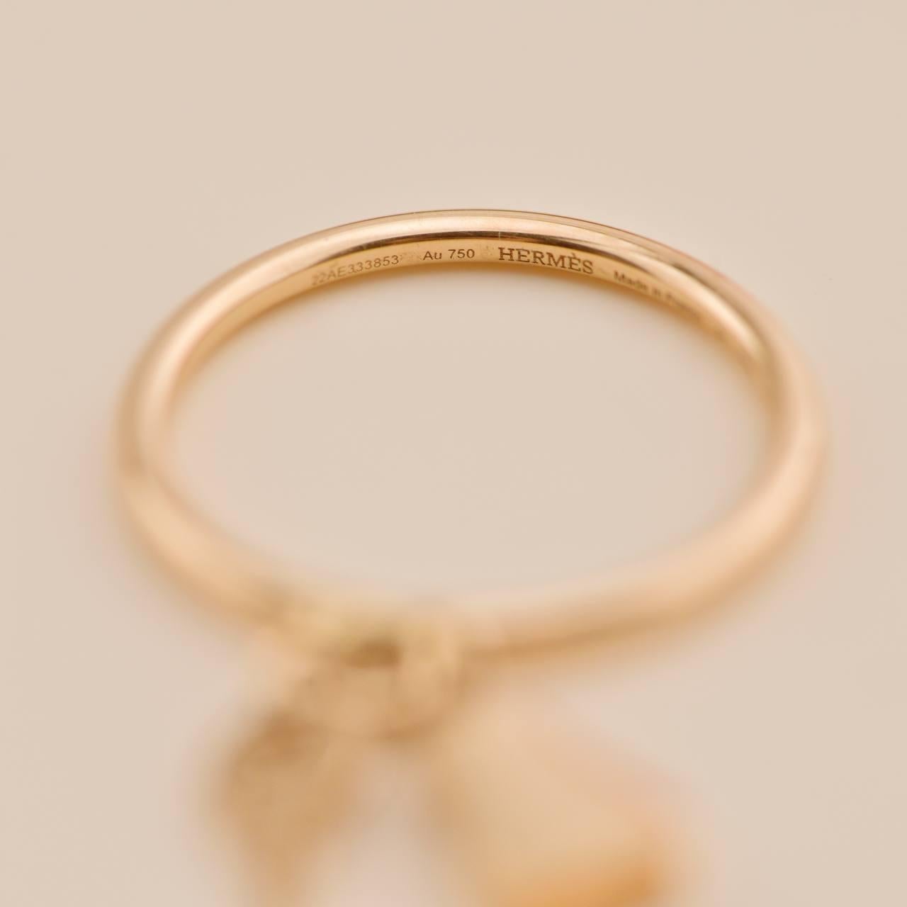 Hermès Kelly Clochette Bague en or rose 18K Taille 54 en vente 2