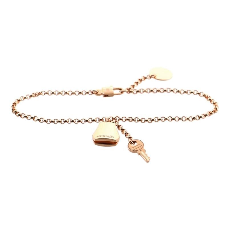 Hermes Kelly Clochette Chain Bracelet 18K Rose Gold Small