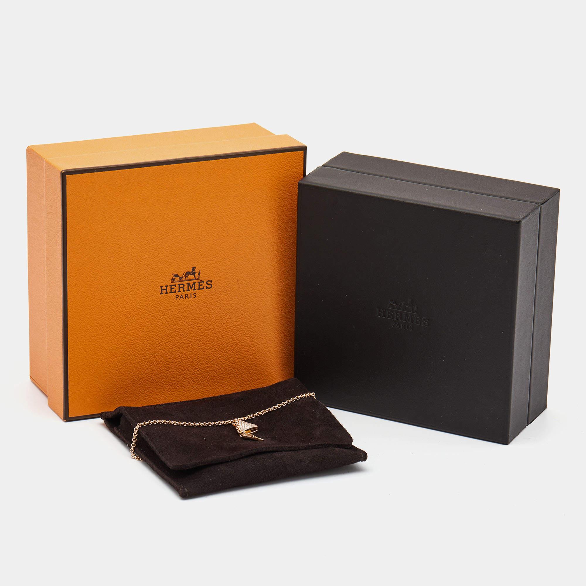 Aesthetic Movement Hermes Kelly Clochette Diamonds 18k Rose Gold Small Model Bracelet