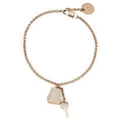 Hermes Kelly Clochette Diamonds 18k Rose Gold Small Model Bracelet
