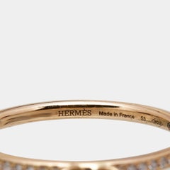 Hermès Kelly Clochette Diamonds 18k Rose Gold Small Model Ring Size 53